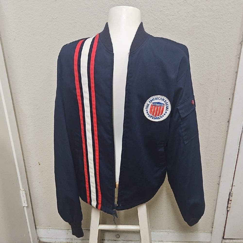 Navy Blue Bomber Jacket With Patch - image 1